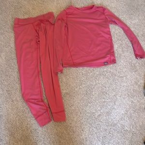 Girls pink Patagonia capilene base layer set